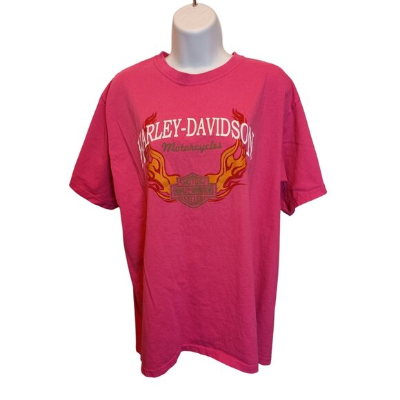 Yazbek Tops - Yazbek Pink Harley-Davidson Motorcycles Nuevo Progreso Mexico Women's Shirt Sz.L